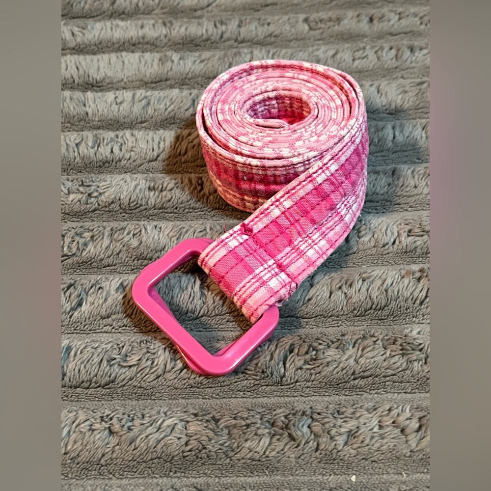 vintage 80s Preppy Plaid Pink cloth belt 44” length